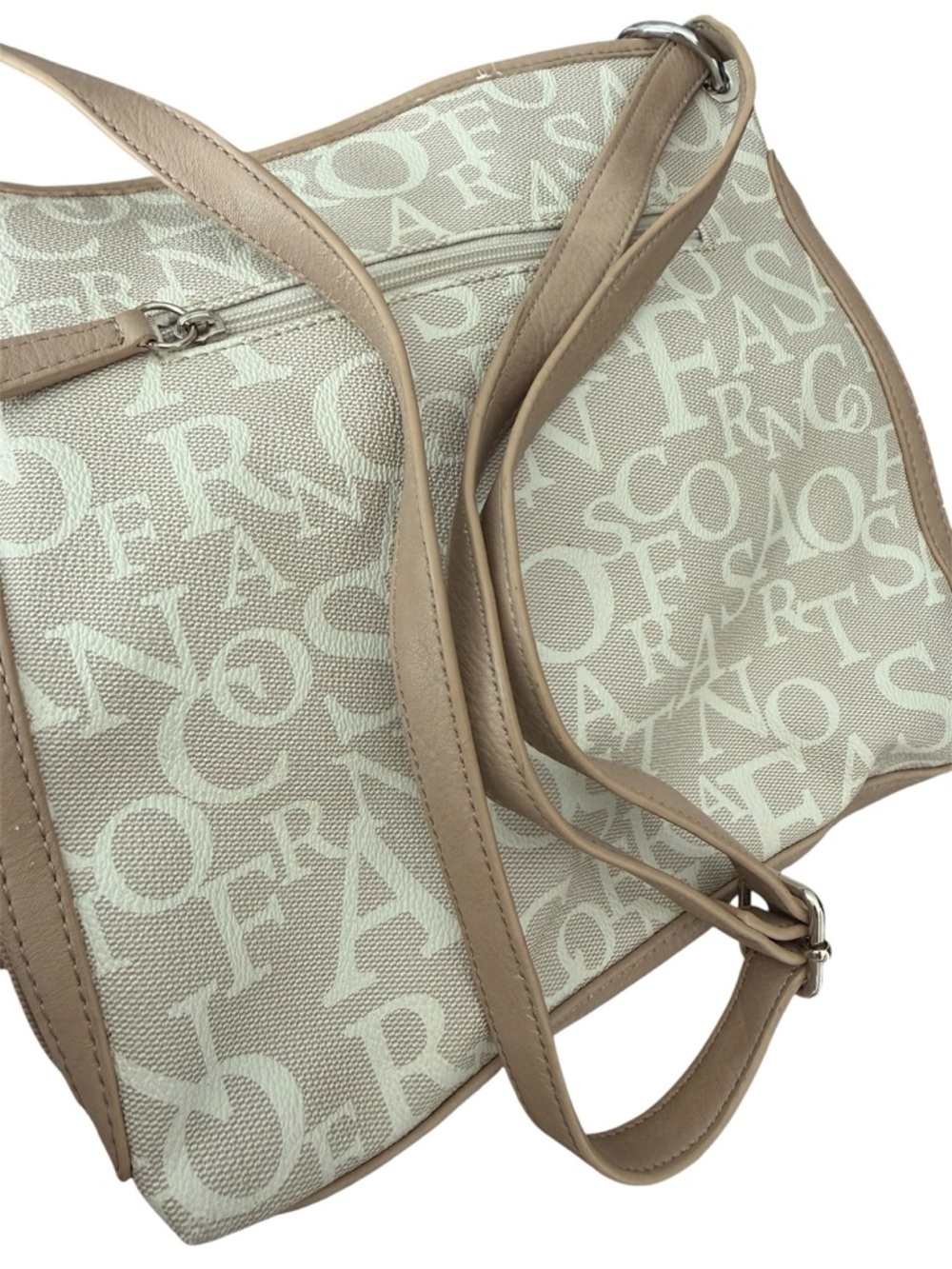 Neutral Monogram Crossbody Bag Multi Zip Beige Taupe Handbag Multi Compartment - Picture 11 of 16